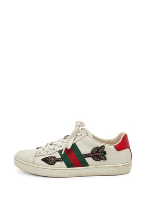 Gucci Pre-Owned Ace Web leather sneakers - White