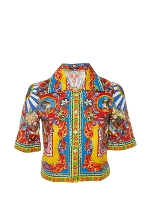 Dolce & Gabbana Pre-Owned Carretto Siciliano print cropped shirt - Red