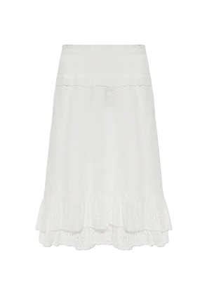 Ulla Johnson Violetta broderie-anglaise ruffled midi skirt - White