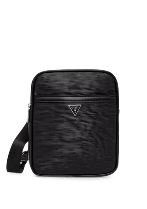 GUESS USA Milano logo-plaque textured messenger bag - Black