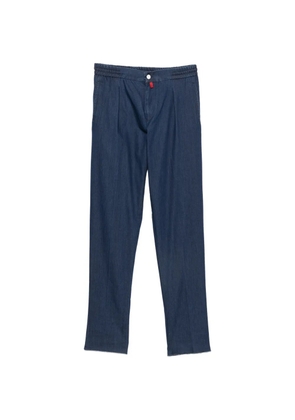 Kiton pleated elasticated-waistband trousers - Blue