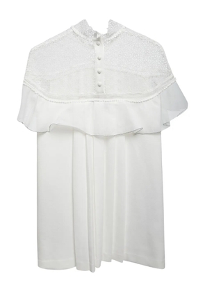 Self-Portrait lace ruffled mini dress - White