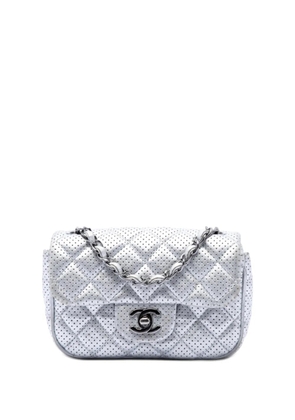 CHANEL Pre-Owned 2014 Mini Square Classic Perforated Lambskin Single Flap crossbody bag - Silver