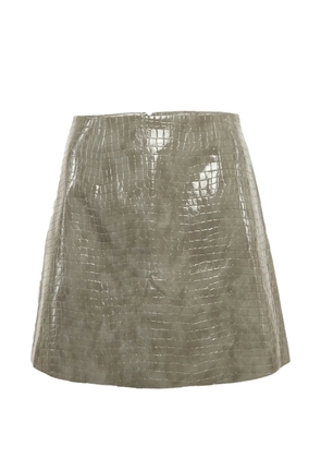 Rebecca Vallance croc-effect coated cotton mini skirt - Grey