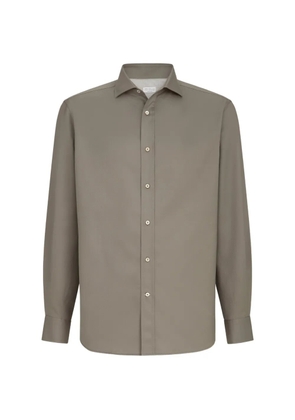 Brunello Cucinelli garment-dyed twill shirt with spread collar - Grey