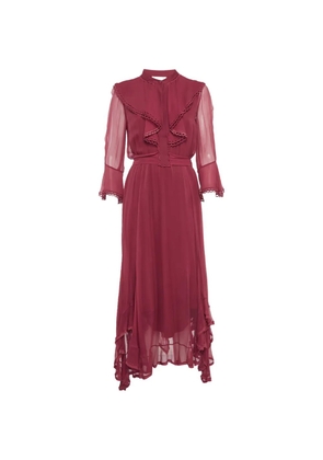 Chloé Pre-Owned long-sleeve ruffled silk asymmetrical dress - Red