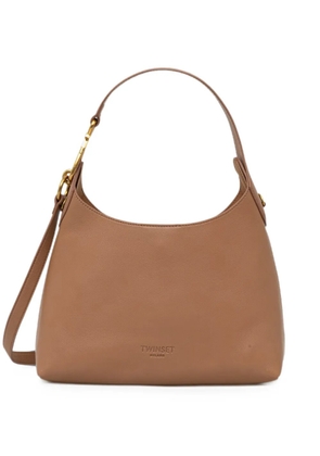 TWINSET small logo-debossed leather tote bag - Brown