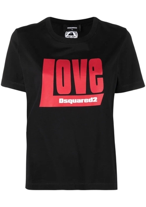 DSQUARED2 love print cotton T-shirt - Black