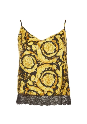 Versace Pre-Owned 1990s Barocco print lace-trim top - Yellow