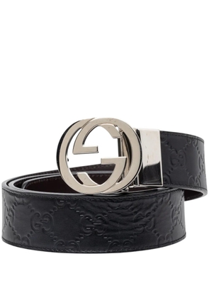 Gucci Pre-Owned 2000-2015 Guccissima Interlocking G Buckle Reversible belt - Black