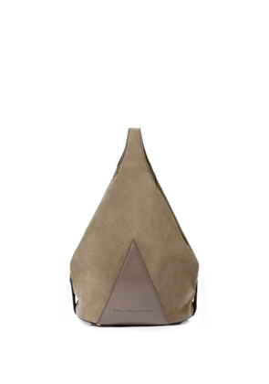 Stella McCartney logo-debossed triangular-panel shoulder bag - Green