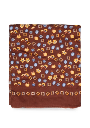 Vintage geometric fruit-print scarf - Brown