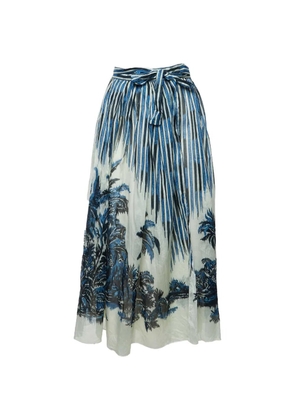 Christian Dior Pre-Owned palm tree-print wrap midi skirt - Blue