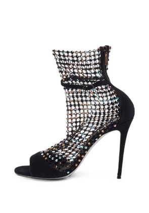 René Caovilla crystal-embellished mesh heeled sandals - Black