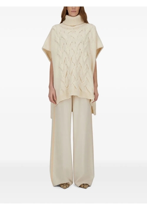 Herno Resort cable-knit turtleneck cape - White