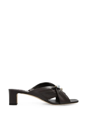 Jimmy Choo Rafi pearl-embellished leather sandals - Brown