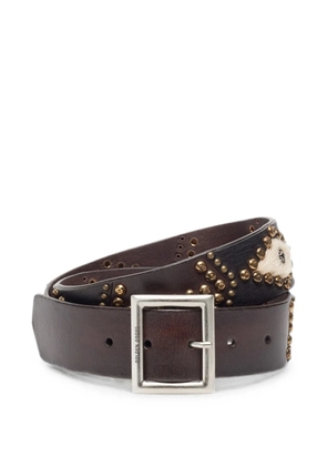 Golden Goose Sierra belt in mahogany leather with decorative studs - Brown