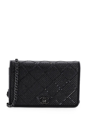 CHANEL Pre-Owned Turnlock CC Wallet on Chain Strass Embellished Satin crossbody bag - Black