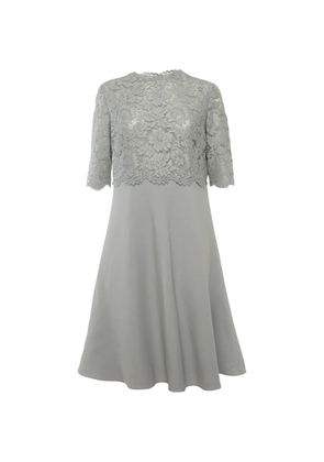 Valentino Garavani Pre-Owned lace-overlay wool midi dress - Blue