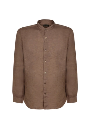 Dell'oglio band-collar long-sleeve shirt - Brown