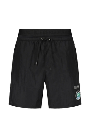 Iceberg logo-waistband drawstring swim shorts - Black