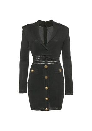 Balmain Pre-Owned mesh-knit button-detail mini dress - Black