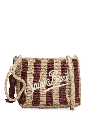 MC2 Saint Barth striped embroidered-logo clutch bag - Neutrals
