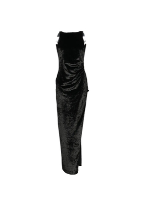 DONDUP velvet side-slit midi dress - Black