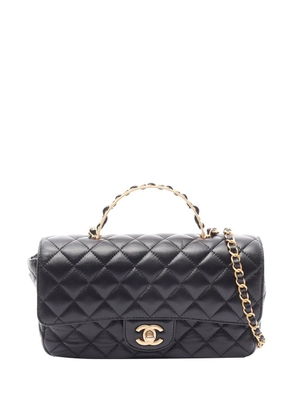 CHANEL Pre-Owned 2021-2026 Medium Quilted Lambskin Golden Links Top Handle Flap satchel - Black