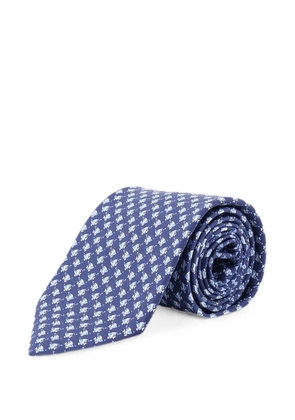 Ferragamo fish-print silk tie - Blue