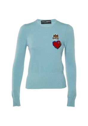 Dolce & Gabbana Pre-Owned heart crown patch sweater - Blue