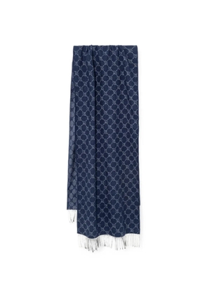Joop! Fabio fringed-trims knitted cotton scarf - Blue