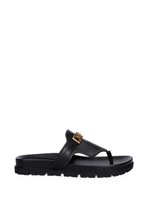 GUESS USA logo-plaque leather flip-flops - Black