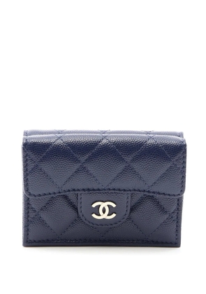 CHANEL Pre-Owned 2019 CC Quilted Caviar Flap Wallet small wallets - Blue