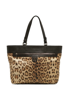 Roberto Cavalli Vintage leopard-print top-zip tote bag - Brown