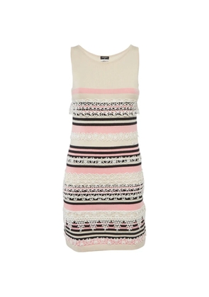 CHANEL Pre-Owned striped lace-insert dress - Neutrals