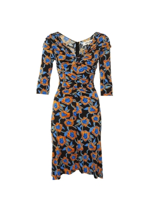 DVF Diane von Furstenberg Oracle rose-print ruched midi dress - Black