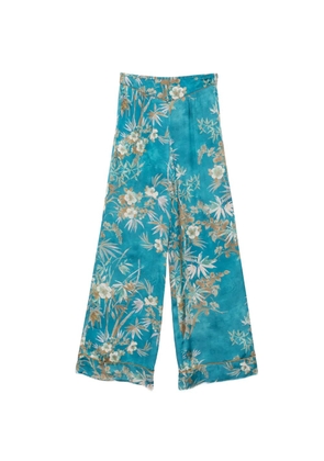 Forte Forte floral-print silk palazzo pants - Blue