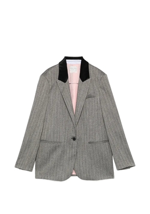 Forte Forte herringbone-pattern velvet-collar jacket - Grey