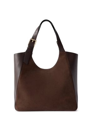 Furla suede-panel leather tote bag L - Brown