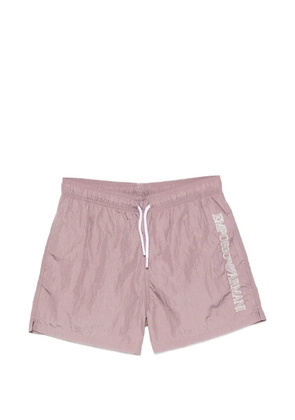 Emporio Armani logo-embroidered drawstring swim shorts - Pink