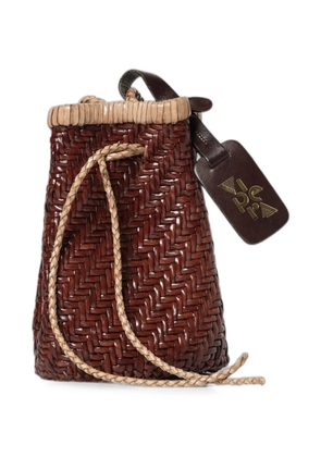 VIPERA Frida Frame woven leather bucket bag - Brown