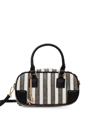 Morgan striped logo-charm tote bag - White