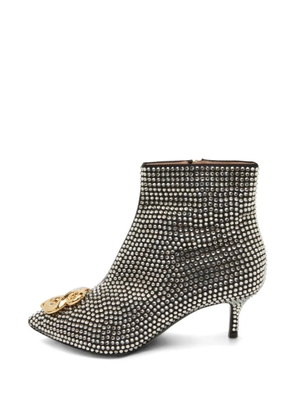 Moschino Pre-Owned crystal-embellished dollar-sign ankle boots - Silver