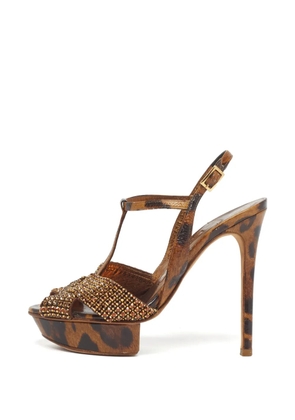 Gina leopard-print crystal-embellished sandals - Brown