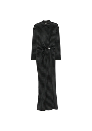 DONDUP pinstripe-pattern wrap-style maxi dress - Black