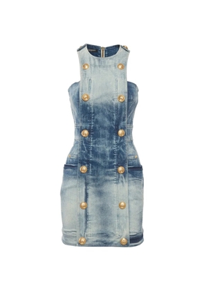 Balmain Pre-Owned zip-up mini dress - Blue