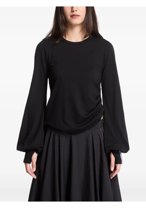 Y-3 cinched drape long-sleeve top - Black