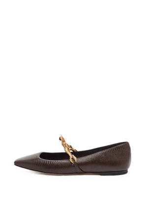 Jimmy Choo Pre-Owned Tilda lizard-embossed ballet flats - Brown