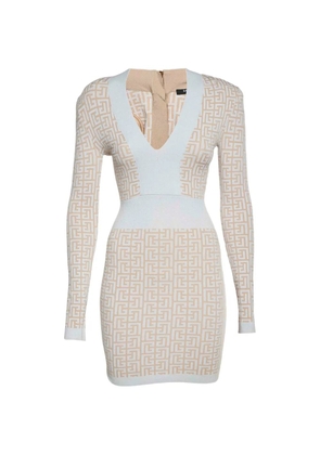 Balmain Pre-Owned Monogram jacquard dress - White